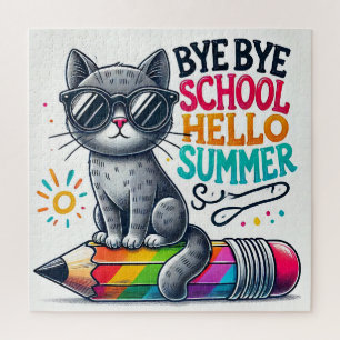 Puzzle Illustration d'un chat mignon sur un crayon célébr