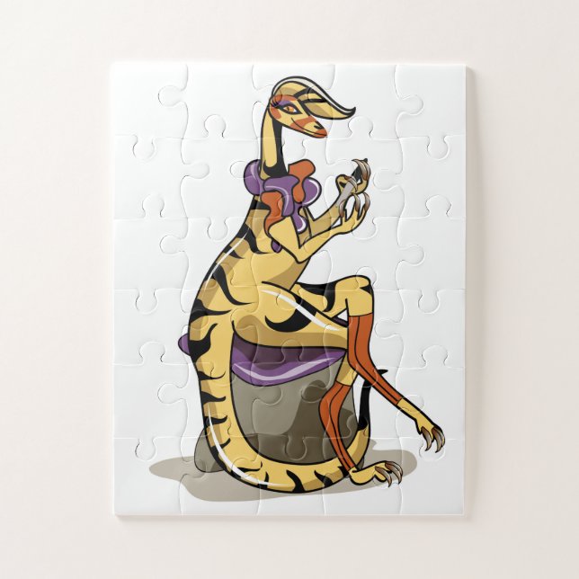 Puzzle Illustration D'Un Iguanodon Qui Polit Ses Ongles. (Vertical)