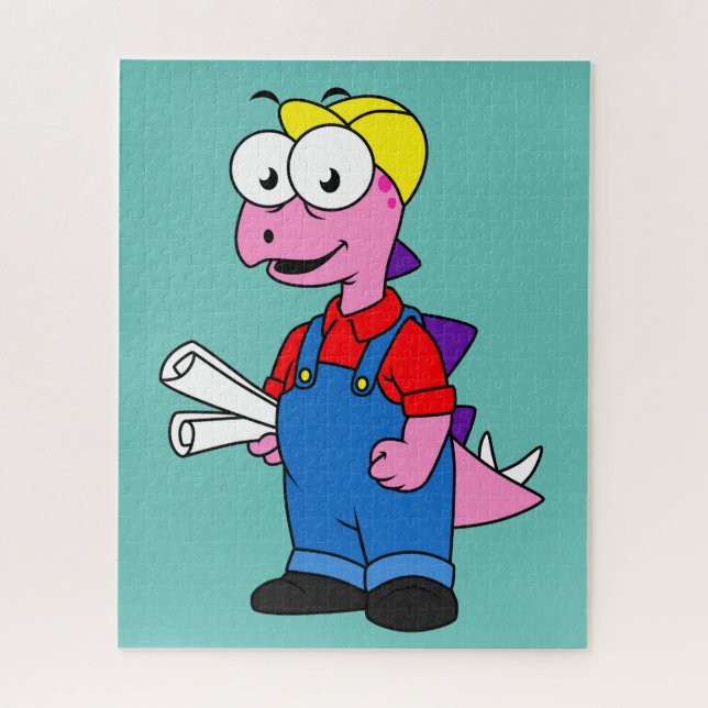 Puzzle Illustration D'Un Ouvrier De Construction De Stego (Vertical)