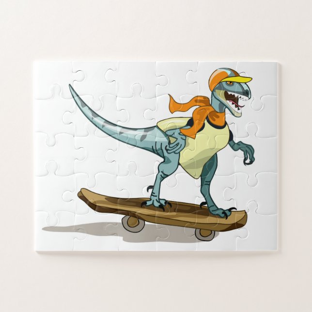 Puzzle Illustration D'Un Raptor Skateboard. (Horizontal)