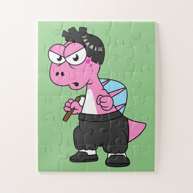 Puzzle Illustration D'Un Spinosaurus Bruce Lee. (Vertical)