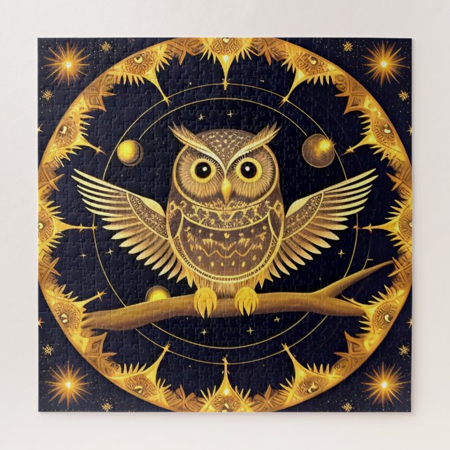 Puzzle Illustration élégante de hibou nocturne (Vertical)