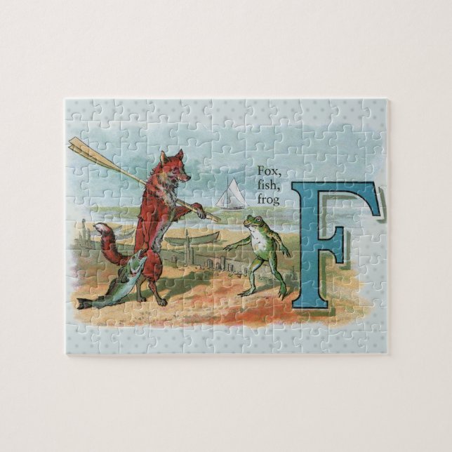 Puzzle Illustration fantaisiste de renard et de grenouill (Horizontal)