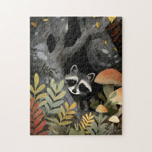 Puzzle Illustration fantaisiste du raton laveur caché