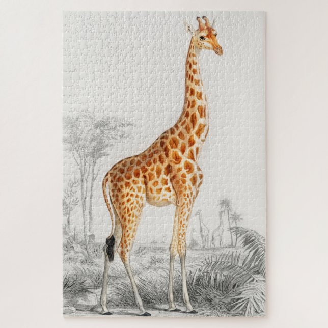 Puzzle Illustration Giraffe Art Vintage Imprimer (Vertical)