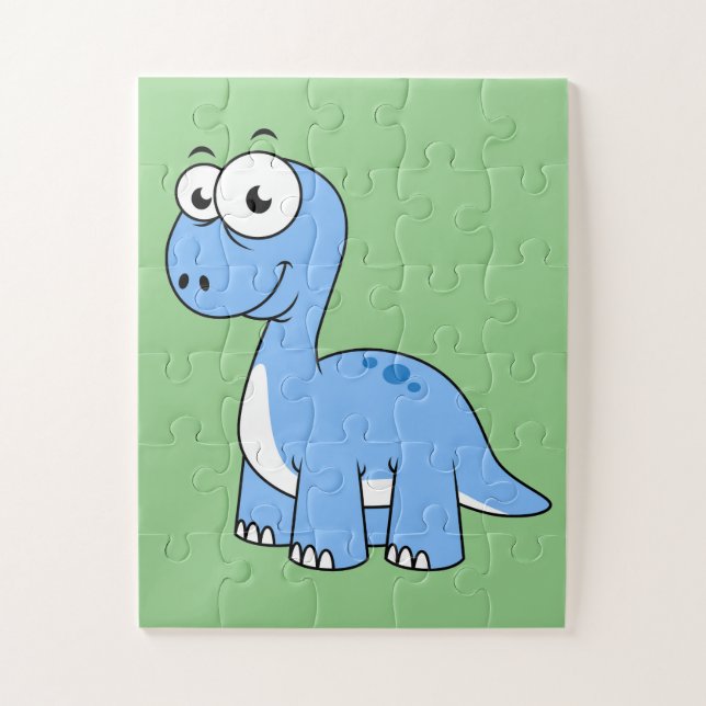 Puzzle Illustration Mignonne D'Un Brontosaurus. (Vertical)