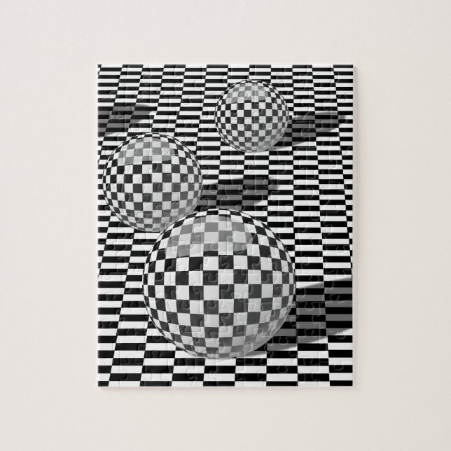 Puzzle Illustration noire et blanche avec des boules sur (Vertical)
