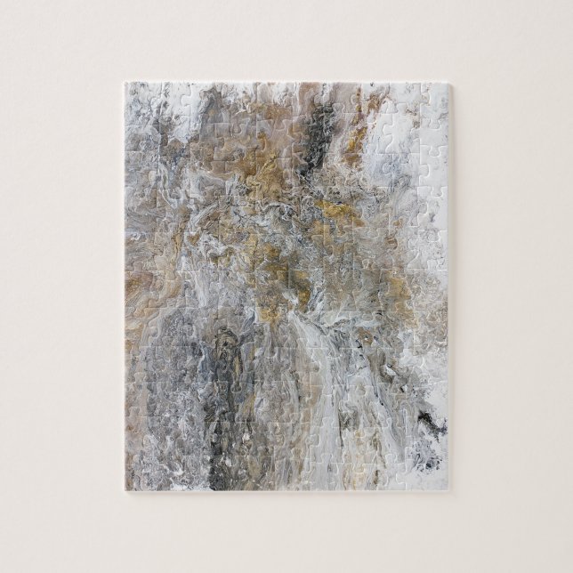 Puzzle Illustration noire grise de blanc d'or de peinture (Vertical)