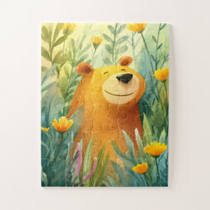 Puzzle Illustration peinte adorable d'un ours mignon