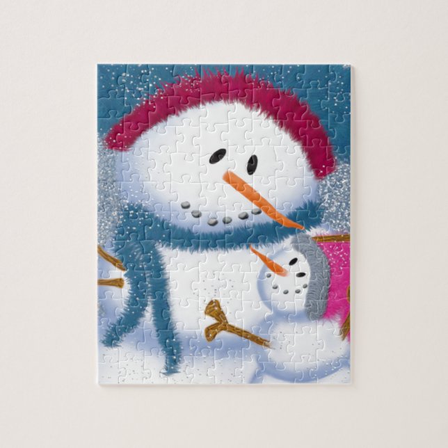 Puzzle Illustration SnowMomma Et SnowGirl (Vertical)