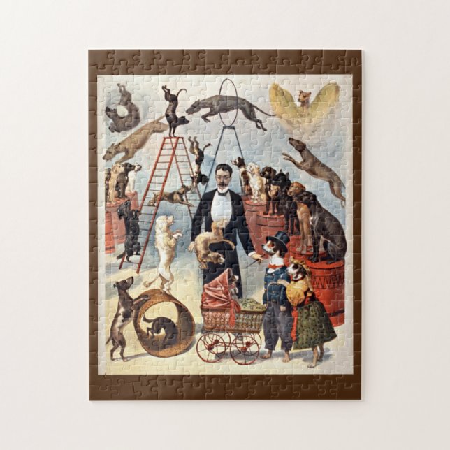 Puzzle Illustration vintage Circus Dogs (Vertical)