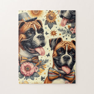 Puzzle Illustration vintage de chien de boxe