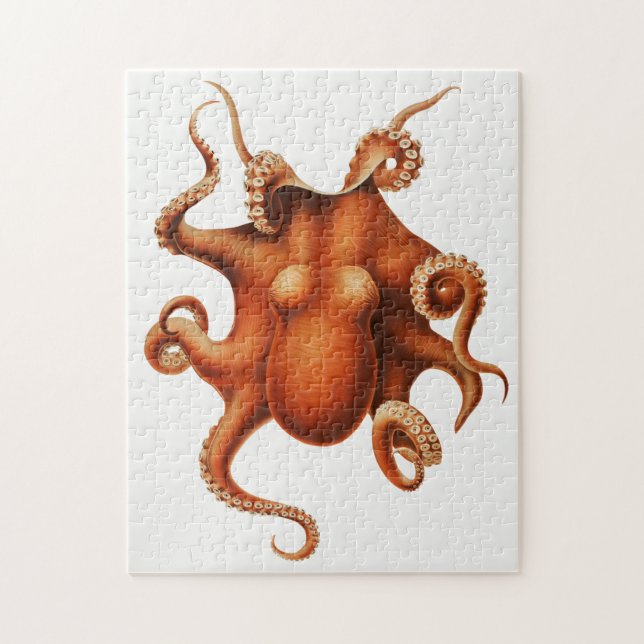 Puzzle illustration vintage de poulpe (Vertical)