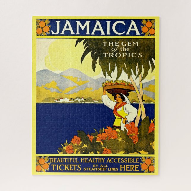 Puzzle Illustration vintage de voyage en Jamaïque (Vertical)