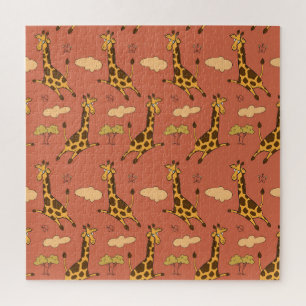 Puzzle Illustration Vintage du Motif de Giraffe sans join