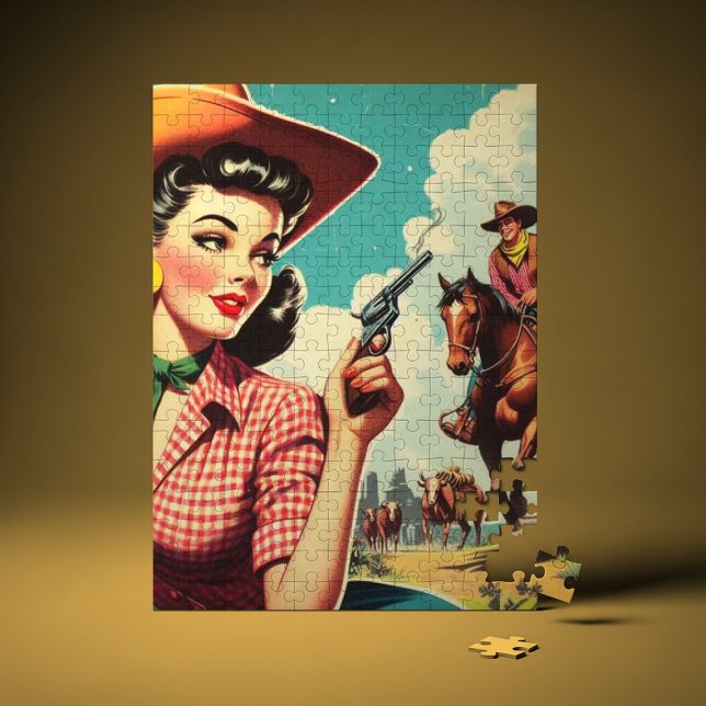 Puzzle Illustration vintage Pulp Cowgirl (Créateur téléchargé)