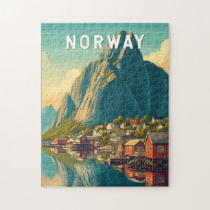Puzzle Illustration Voyage Norvège Art Vintage