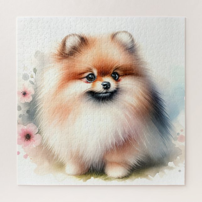 Puzzle Image d'aquarelle mignonne Pomeranian (Vertical)