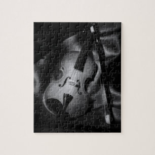 Puzzle Image en noir et blanc d'un violon nature morte