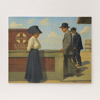 Puzzle Image vintage d'une gare de train de l'ouest en 19