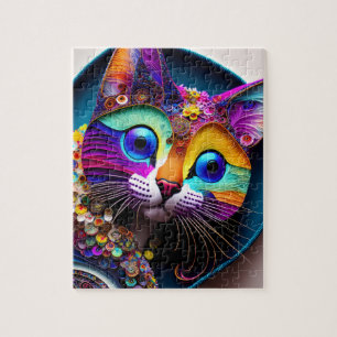 Puzzle Imaginaire coloré Chat 8" X 10"