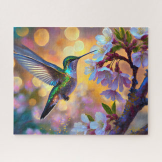 Puzzle Imaginaire de cerisier en fleurs Hummingbird