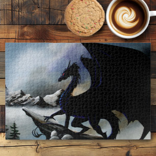 Puzzle Imaginaire de Dragon Noir Montagnes Bleues