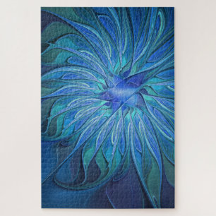 Puzzle Imaginaire Fleur Bleue Motif, Art Fractal Abstrait