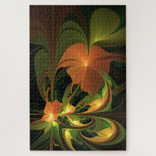 Puzzle Imaginaire Plante Abstrait rouille verte Brown fra