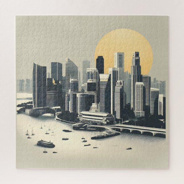 Puzzle Imaginaire Skyline : Marina Bay à Singapour (Vertical)