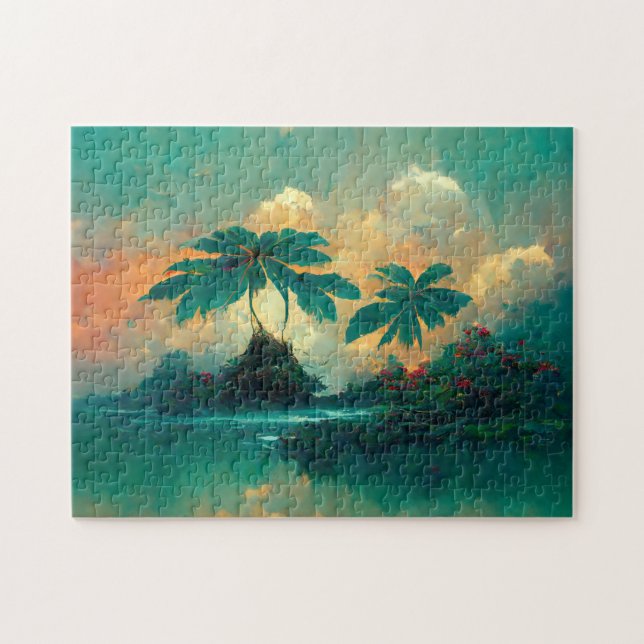 Puzzle Imaginaire tropical Mer & Palmiers (Horizontal)