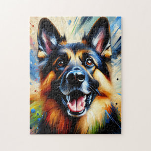 Puzzle Impression acrylique de chien Berger allemand noir