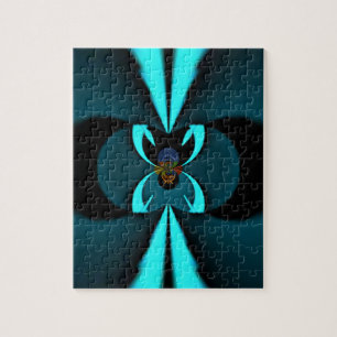 Puzzle Impression d'art abstrait cyan et noir