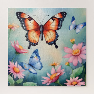 Puzzle Impression d'art élégant papillons aquarelle