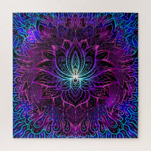 Puzzle Impression du boho de fleur Neon Lotus