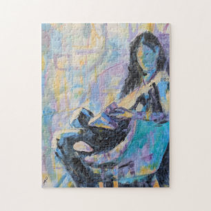 Puzzle Impressionniste femme en chaise lecture peinture