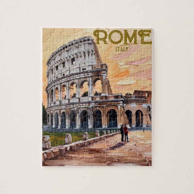 Puzzle Imprimable Rome Italie Colisée Voyage Art Vintage (Vertical)