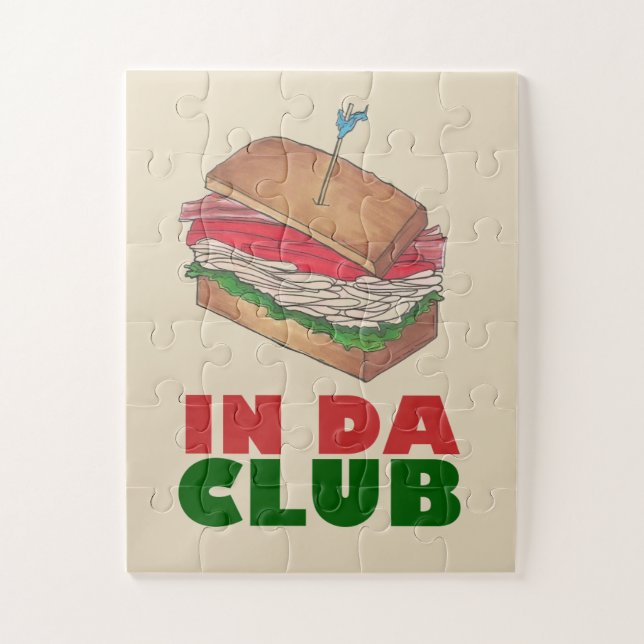 Puzzle In Da Club Turkey Club Sandwich Funny Foodie Cadea (Vertical)