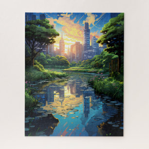 Puzzle in einem Stadtpark