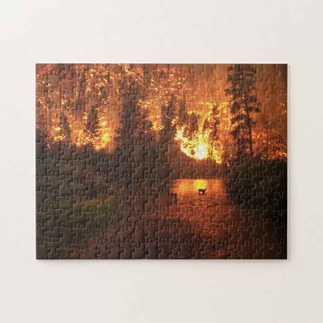 Puzzle Incendie de forêt - cerf commun (Horizontal)