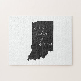 Puzzle Indiana I Like It Here State Silhouette Black