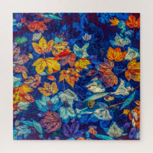 Puzzle Indigo automne feuilles tourbillonnantes motif
