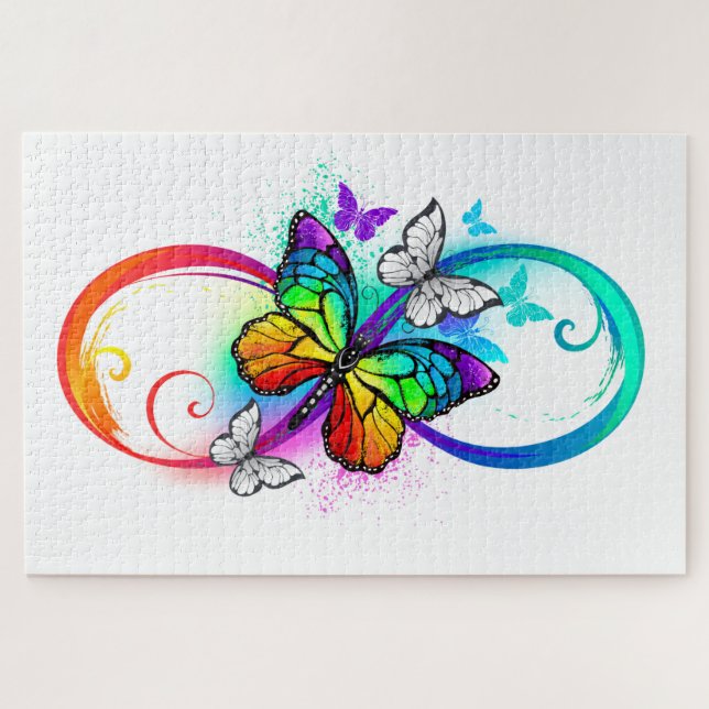 Puzzle Infini lumineux avec papillon arc-en-ciel (Horizontal)