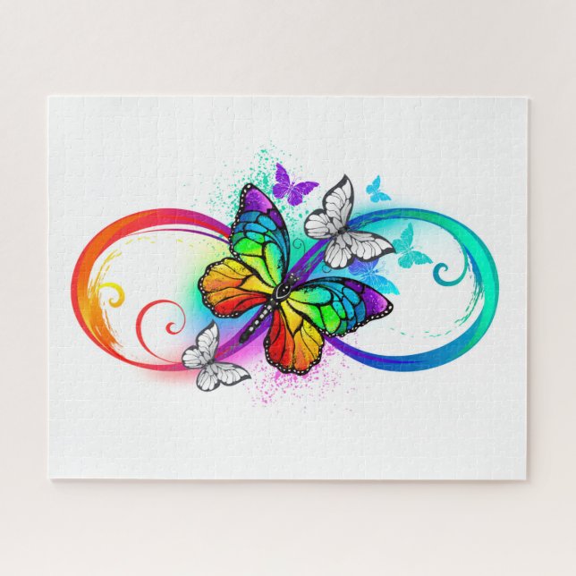 Puzzle Infini lumineux avec papillon arc-en-ciel (Horizontal)