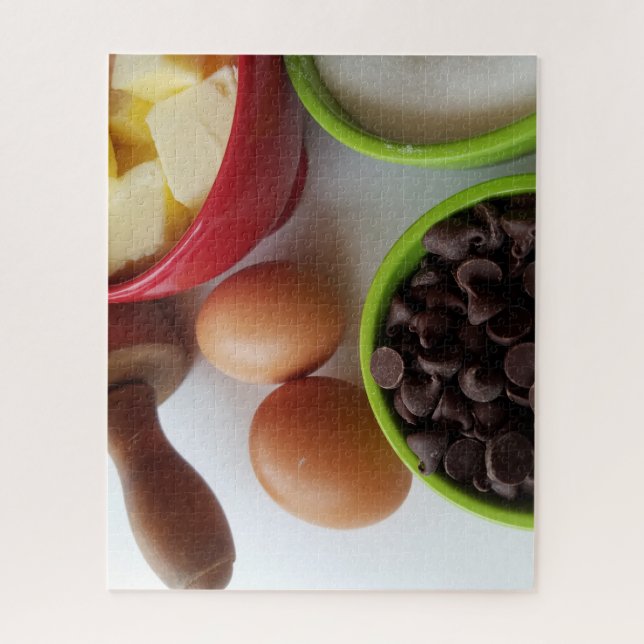 Puzzle ingrédients de cuisson avec des chips au chocolat (Vertical)