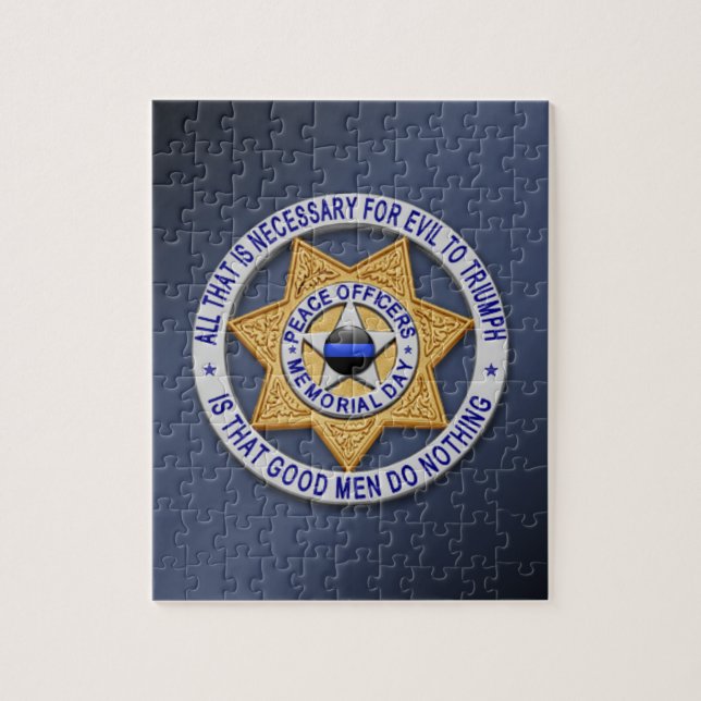 Puzzle Insigne d'étoile de ligne bleue mince (Vertical)