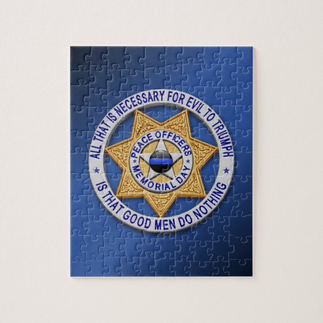 Puzzle Insigne d'étoile de ligne bleue mince (Vertical)