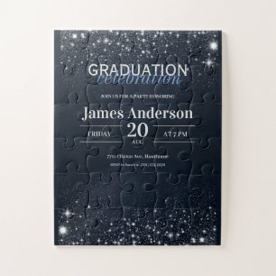 Puzzle Invitation de graduation noir et argent