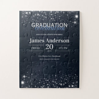 Puzzle Invitation de graduation noir et argent