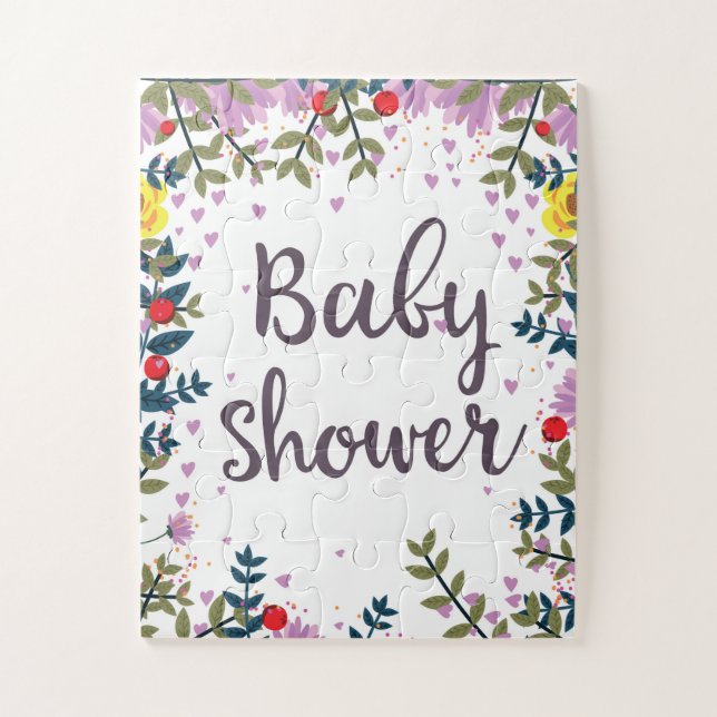 Puzzle Invitation florale pour Baby Shower (Vertical)